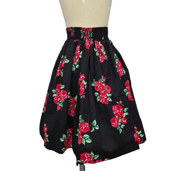 Vintage Floral Midi Full Skirt Size S Retro Pin Up Rockabilly Gothabilly Goth - Picture 6 of 8